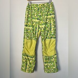 Lands End Kids Neon Green Geometric‎ Insulated Snow Pants Ski Outdoor Size 16